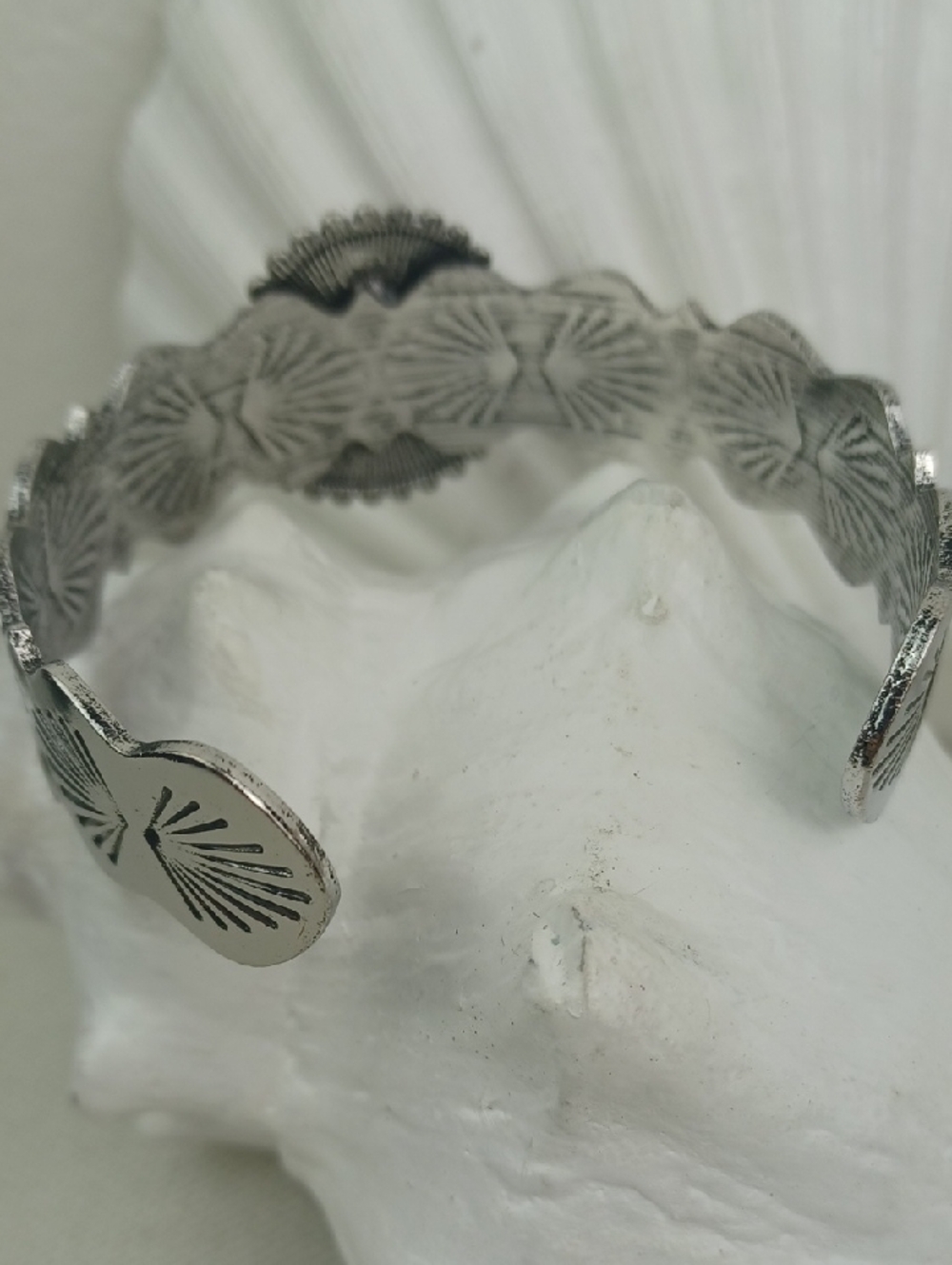 Southwest Sterling-Style Silver Cuff Red Stone Bracelet - Picture 5 of 9